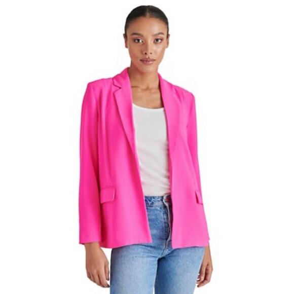 NWT Steve Madden Hot Barbie Pink Open Front Oversized Blazer Small Roll Sleeve - Picture 8 of 9
